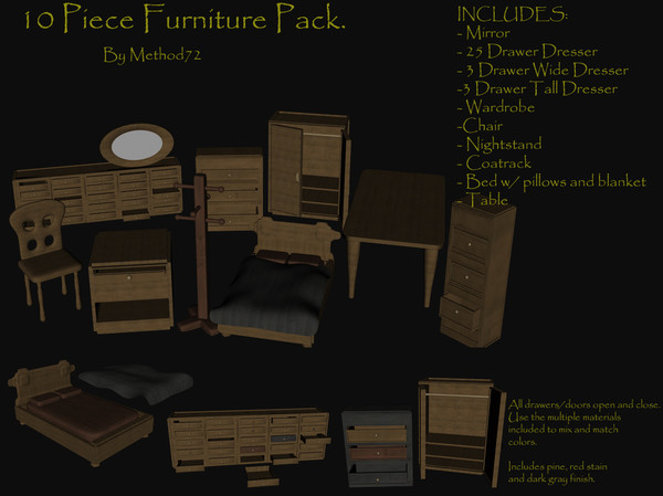 3ds 10 piece pack - 10 piece furniture pack1 by method321